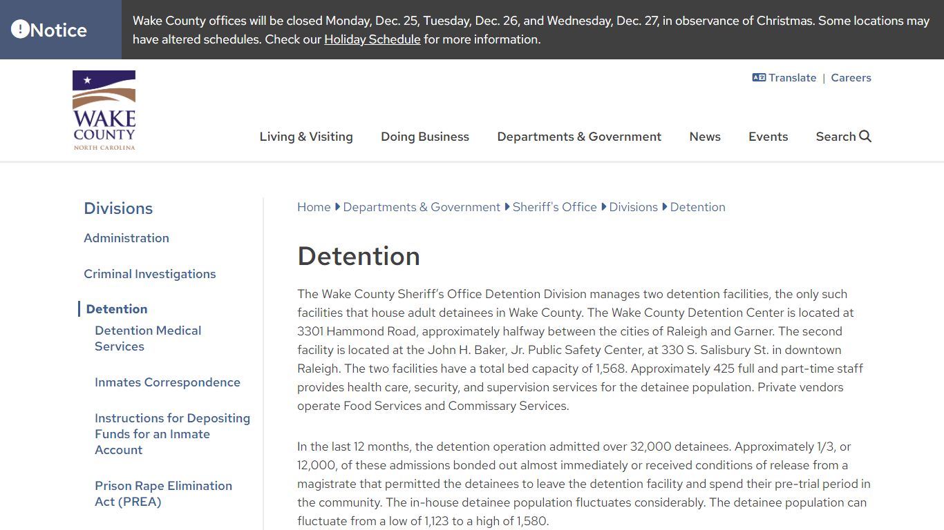 Detention | Wake County Government